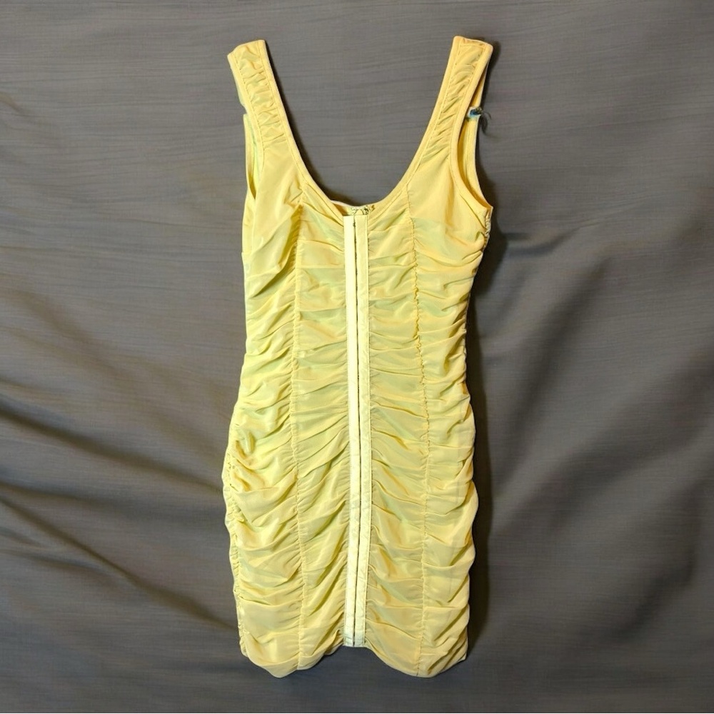 Shinestar Lemon Sleeveless Ruched Mini Dress